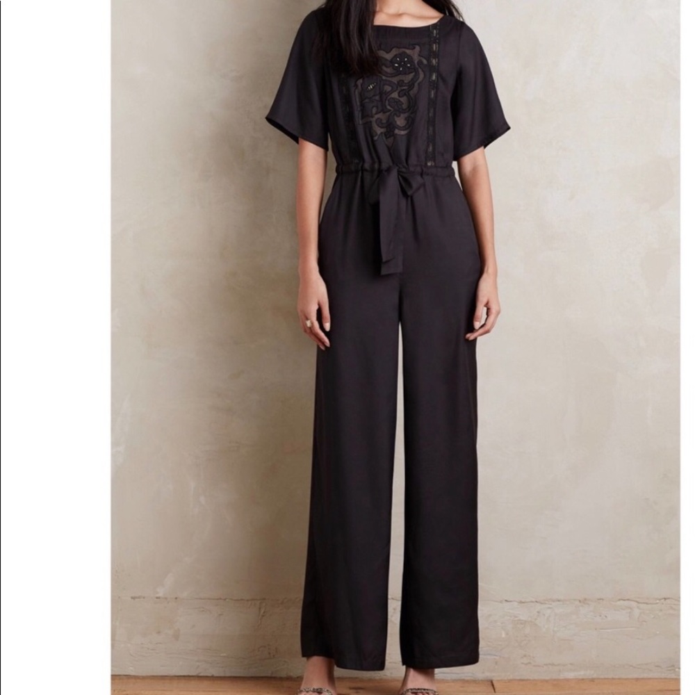 Anthropologie black lace jumpsuit